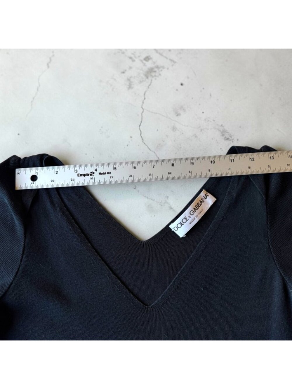 Dolce & Gabbana Vintage 90s Stretchy Knit Black V-Neck Short Sleeve Top Classic - Picture 7 of 14